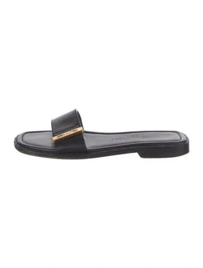 Pre-owned Louis Vuitton Vintage Leather Slides In Black