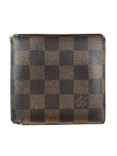 Pre-owned Louis Vuitton Vintage  Damier Ebene Bifold Men Wallet In Brown