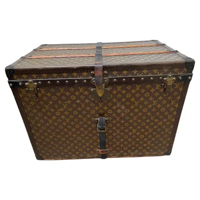 Pre-owned Louis Vuitton Vintage  Steamer Trunk, Leather & Brass, 1930's France In Black