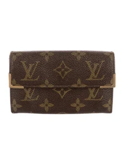 Pre-owned Louis Vuitton Vintage Lv Monogram Porte-monnaie Tresor Wallet In Brown