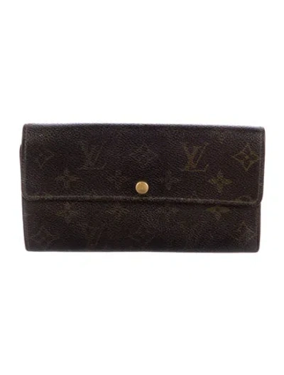 Pre-owned Louis Vuitton Vintage Lv Monogram Sarah Wallet In Brown