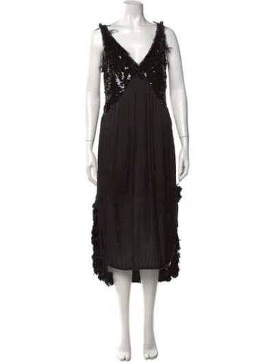 Pre-owned Louis Vuitton Vintage Midi Length Dress In Black