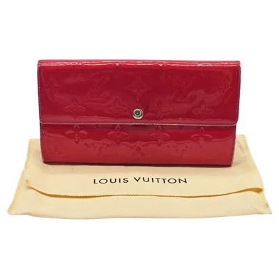 Pre-owned Louis Vuitton Vintage Monogram Sarah Vernis Wallet Rose Pop In Red