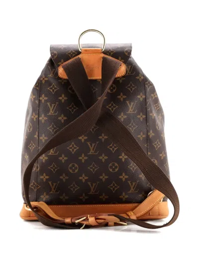 Pre-owned Louis Vuitton Vintage Montsouris Monogram Canvas Gm Backpack In Brown