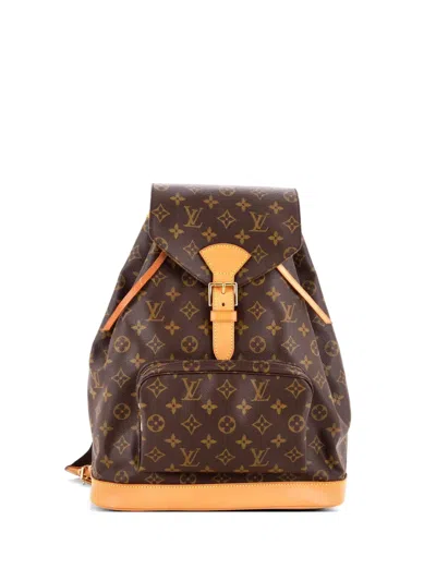 Pre-owned Louis Vuitton Vintage Montsouris Monogram Canvas Gm Backpack In Brown