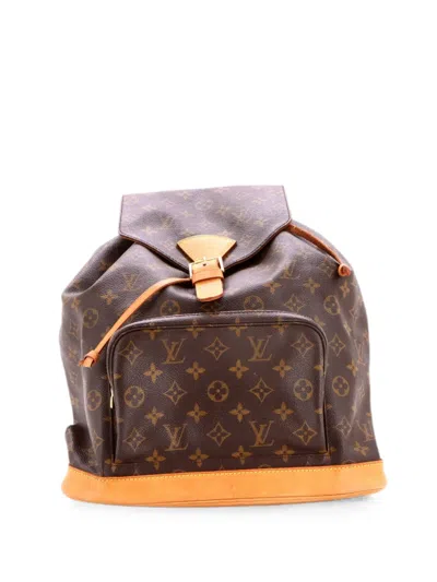 Pre-owned Louis Vuitton Vintage Montsouris Monogram Canvas Gm Backpack In Brown