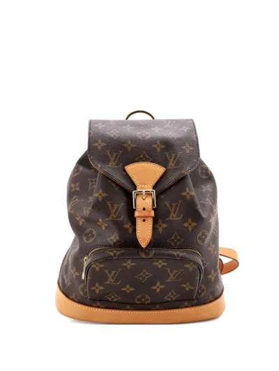 Pre-owned Louis Vuitton Vintage Montsouris Monogram Canvas Mm Backpack In Brown