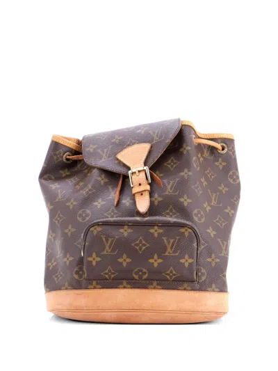 Pre-owned Louis Vuitton Vintage Montsouris Monogram Canvas Mm Backpack In Brown