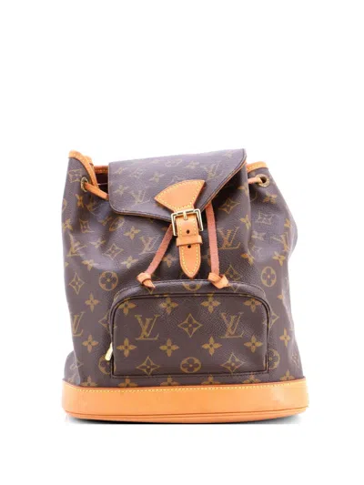 Pre-owned Louis Vuitton Vintage Montsouris Monogram Canvas Mm Backpack In Brown