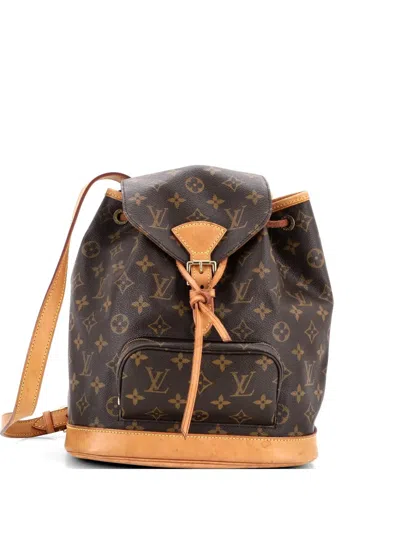 Pre-owned Louis Vuitton Vintage Montsouris Monogram Canvas Mm Backpack In Brown