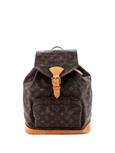 Pre-owned Louis Vuitton Vintage Montsouris Monogram Canvas Mm Backpack In Brown