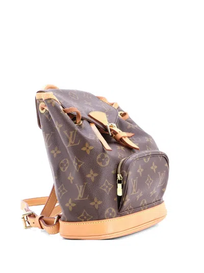 Pre-owned Louis Vuitton Vintage Montsouris Monogram Canvas Pm Backpack In Brown