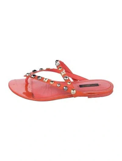 Pre-owned Louis Vuitton Vintage Patent Leather Flip Flops In Orange