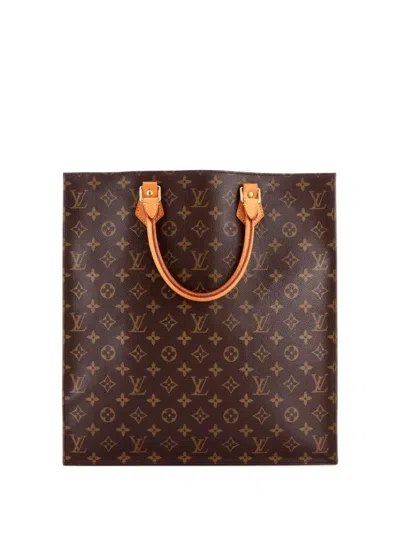 Pre-owned Louis Vuitton Vintage Sac Plat Bag Monogram Canvas Tote Bag In Brown