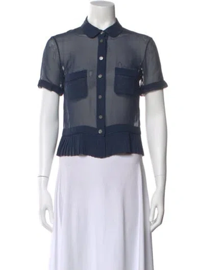 Pre-owned Louis Vuitton Vintage Silk Blouse In Blue