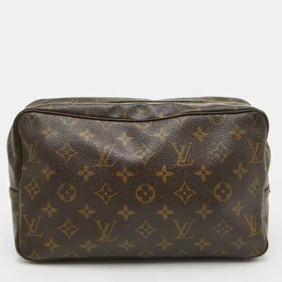 Pre-owned Louis Vuitton Vintage Trousse Toilette Monogram Canvas Clutch In Brown