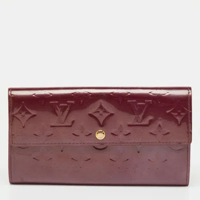 Pre-owned Louis Vuitton Violette Monogram Vernis Sarah Long Wallet In Purple
