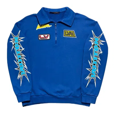Pre-owned Louis Vuitton Virgil Half Zip Sweatshirt Blue