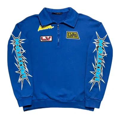Pre-owned Louis Vuitton Virgil Half Zip Sweatshirt Blue