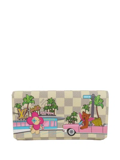 Pre-owned Louis Vuitton Vivienne Holiday Damier Azur Wallet In Neutral