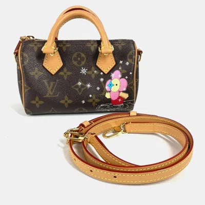 Pre-owned Louis Vuitton Vivienne Nano Brown Monogram Canvas Mini Boston Shoulder Bag
