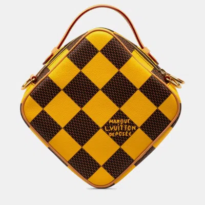 Pre-owned Louis Vuitton Volcano Orange Damier Pop Chess Handbag In Yellow