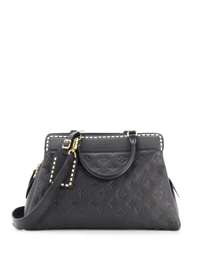 Pre-owned Louis Vuitton Vosges Handbag Whipstitch Monogram Empreinte Leather Mm Satchel In Black