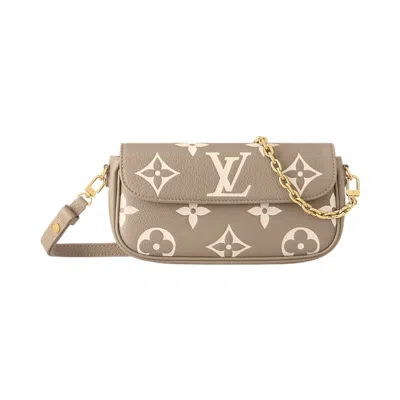 Pre-owned Louis Vuitton Wallet On Chain Ivy 'tourterelle Gray/cream Monogram Embossed Empreinte Cowhide Leathe