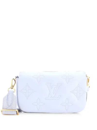 Pre-owned Louis Vuitton Wallet On Strap Bubblegram Leather Crossbody Bag In Blue