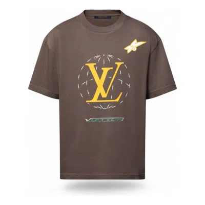 Pre-owned Louis Vuitton Washed Embellished Cotton T-shirt 'brown'