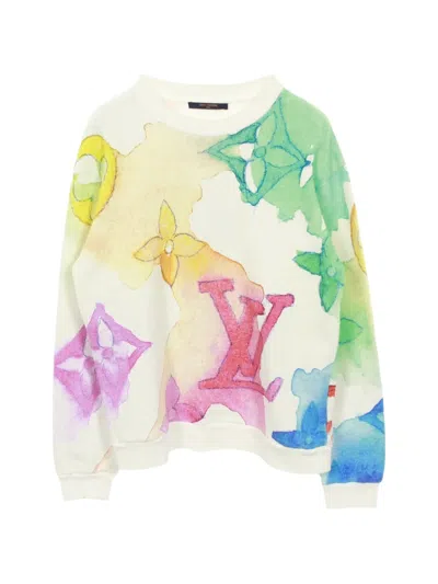 Pre-owned Louis Vuitton Watercolor Giant Monogram Sweater In White