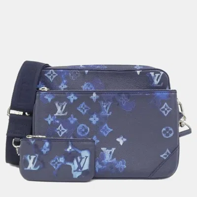 Pre-owned Louis Vuitton Watercolor Monogram Trio Messenger Shoulder Bag In Blue