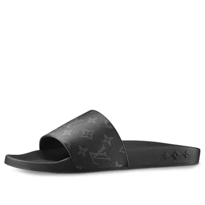 Pre-owned Louis Vuitton Waterfront Mules 'black Logo Monogram' In Multi