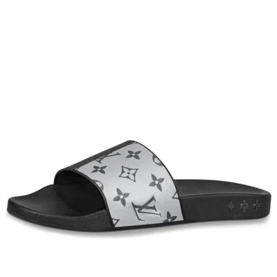 Pre-owned Louis Vuitton Waterfront Slides 'black White Monogram' In Multi
