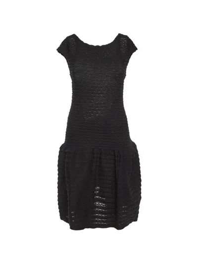 Pre-owned Louis Vuitton Wavy Openwork Dress In Black