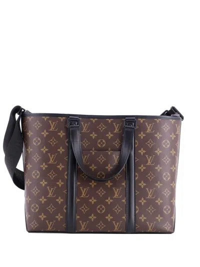 Pre-owned Louis Vuitton Weekend Macassar Monogram Canvas Pm Tote Bag In Black
