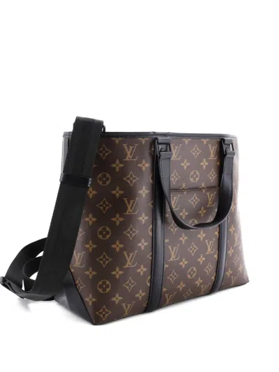 Pre-owned Louis Vuitton Weekend Macassar Monogram Canvas Pm Tote Bag In Brown