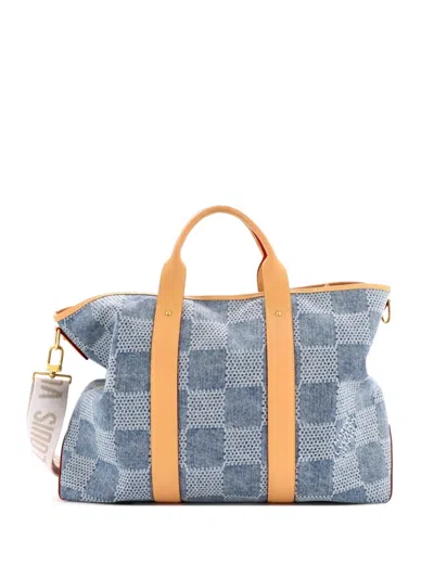 Pre-owned Louis Vuitton Weekend Nm Damier 3d Denim Tote Bag In Blue
