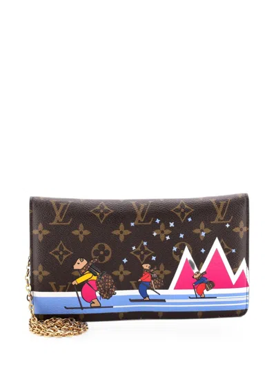 Pre-owned Louis Vuitton Weekend Pochette Limited Edition Monogram Canvas Clutch Bag In Brown