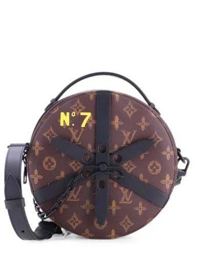 Pre-owned Louis Vuitton Wheel Box Bag No.7 Trunk L'oeil Vintage Monogram Canvas Crossbody Bag In Brown