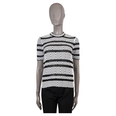 Pre-owned Louis Vuitton White & Black Cotton 2018 Striped Chevron Jacquard Sweater S