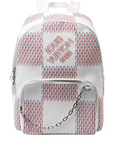 Pre-owned Louis Vuitton White Calfskin Leather Spray Racer Backpack (authentic Pre-  Loved)