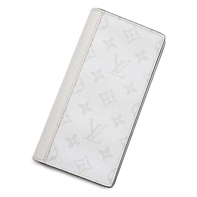Pre-owned Louis Vuitton White Canvas Taiga Leather Long Wallet (bi-fold) ()
