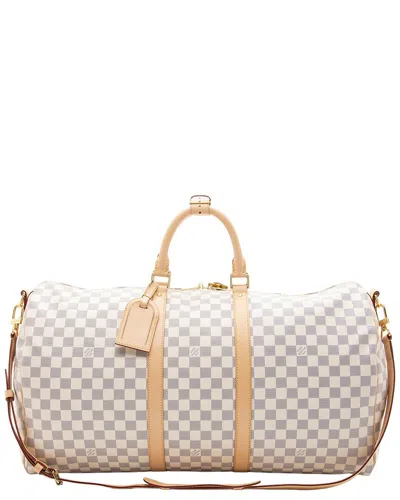 Pre-owned Louis Vuitton White Coated Canvas & Leather Keepall Bandouliere 55 (authentic  Pre-loved)