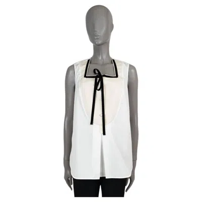 Pre-owned Louis Vuitton White Cotton 2013 Bib Poplin Blouse Shirt 42 L