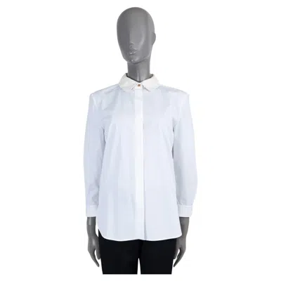 Pre-owned Louis Vuitton White Cotton 2013 Sequin Damier Collar Shirt 38 S
