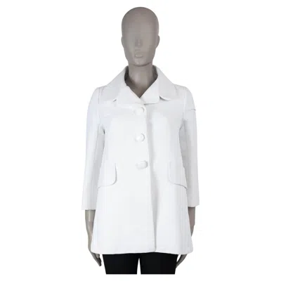 Pre-owned Louis Vuitton White Cotton 2013 Twill Short Swing Coat Jacket 38 S