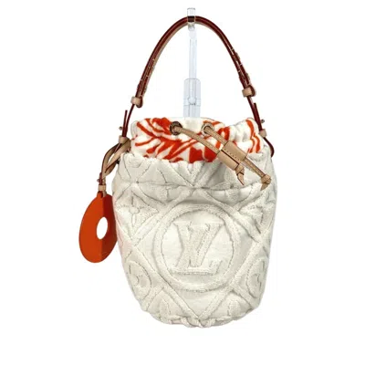Pre-owned Louis Vuitton White Cotton Handbag Shoulder Bag ()