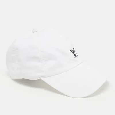 Pre-owned Louis Vuitton White Cotton Lv League Cap