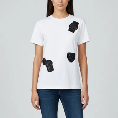 Pre-owned Louis Vuitton White Cotton Patch Detail Crew Neck T-shirt Xs